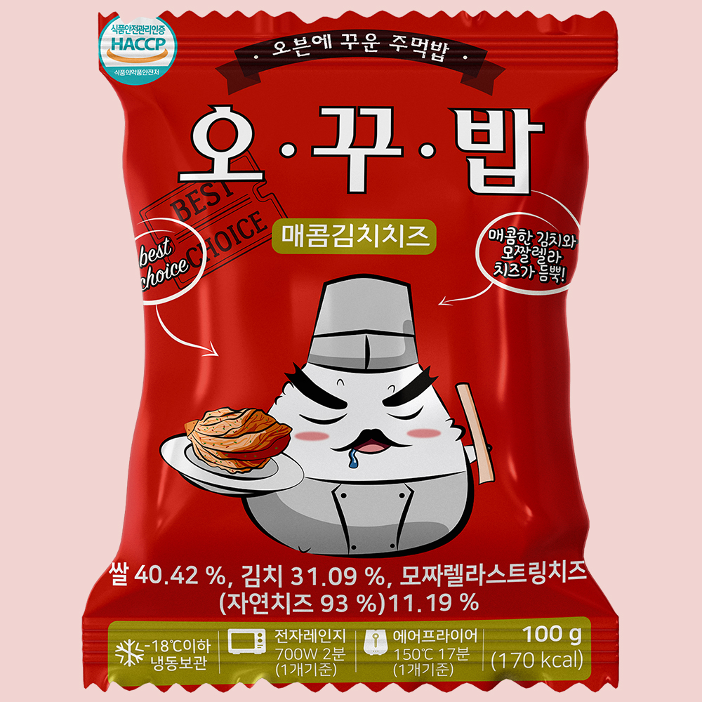 오꾸밥 김치치즈 오븐에 꾸운주먹밥 100g, 24개 : 카페이노스주식회사
