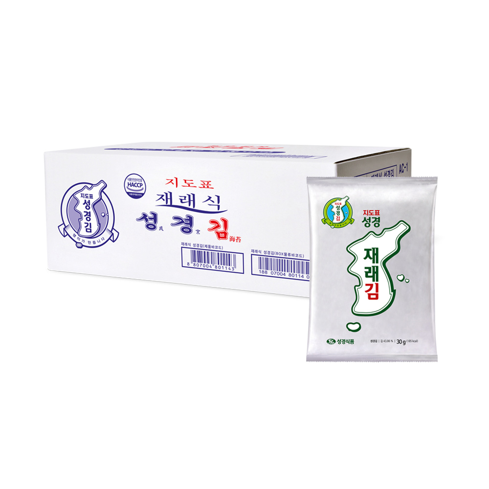 [성경김본사] 지도표 잘라먹는 재래 전장김 30g, 20개 : 주식회사 성경식품