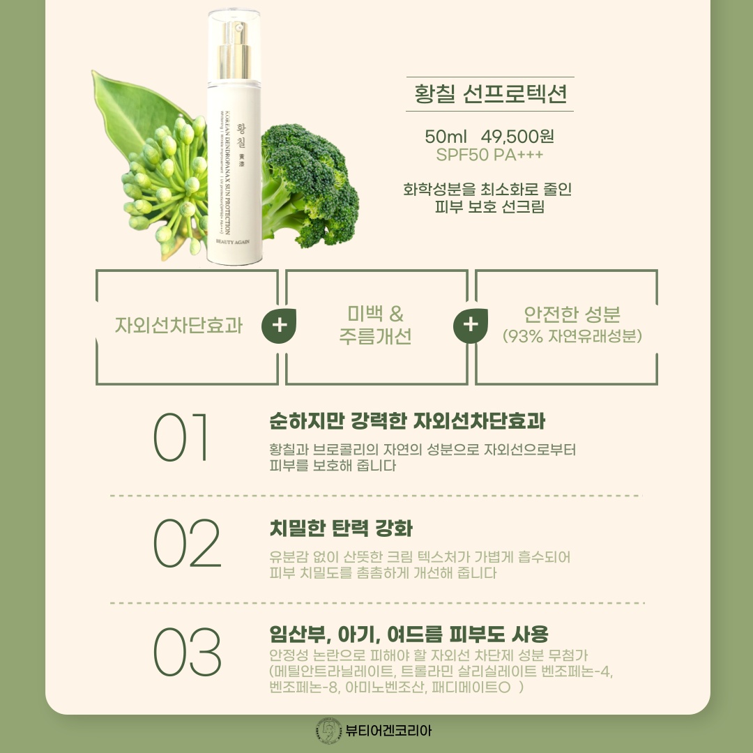 뷰티어겐 황칠썬크림 황칠선프로텍션 50ml : 김채영 에스테틱