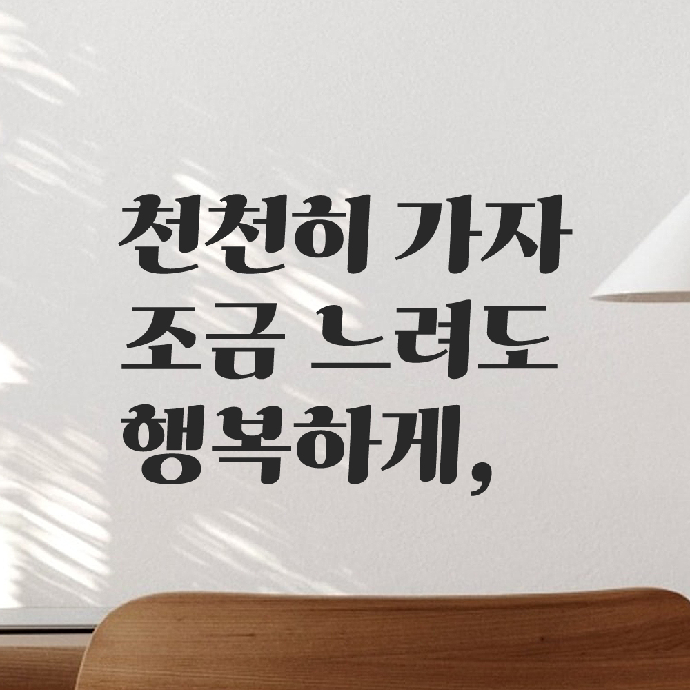 인테리어 포인트 그래픽 레트로 감성 레터링 스티커 천천히 가자 조금 느려도 행복하게 LG-049S 검정 : 모노먼트