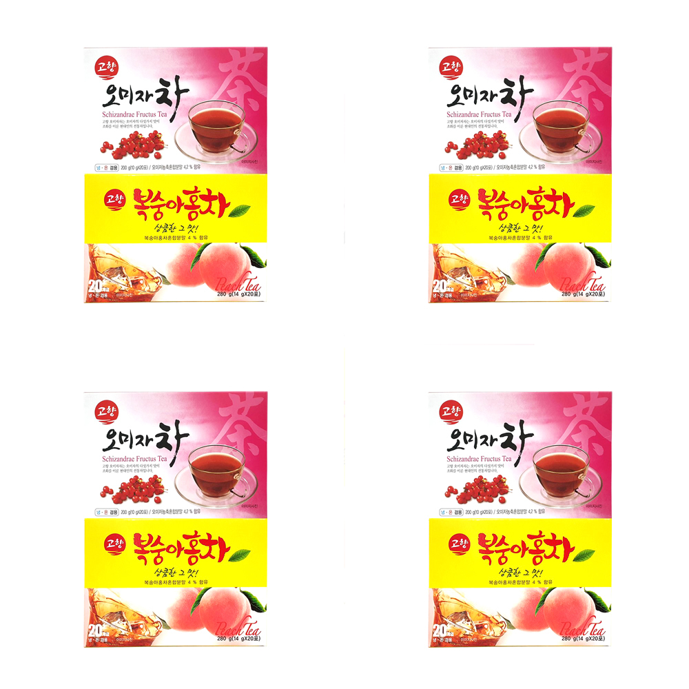 건강차 냉온겸용 고향 홈카페 오미자차 복숭아홍차 20T 홈 카페 건강 차 냉온 겸용 오미자 : 구씨네도매