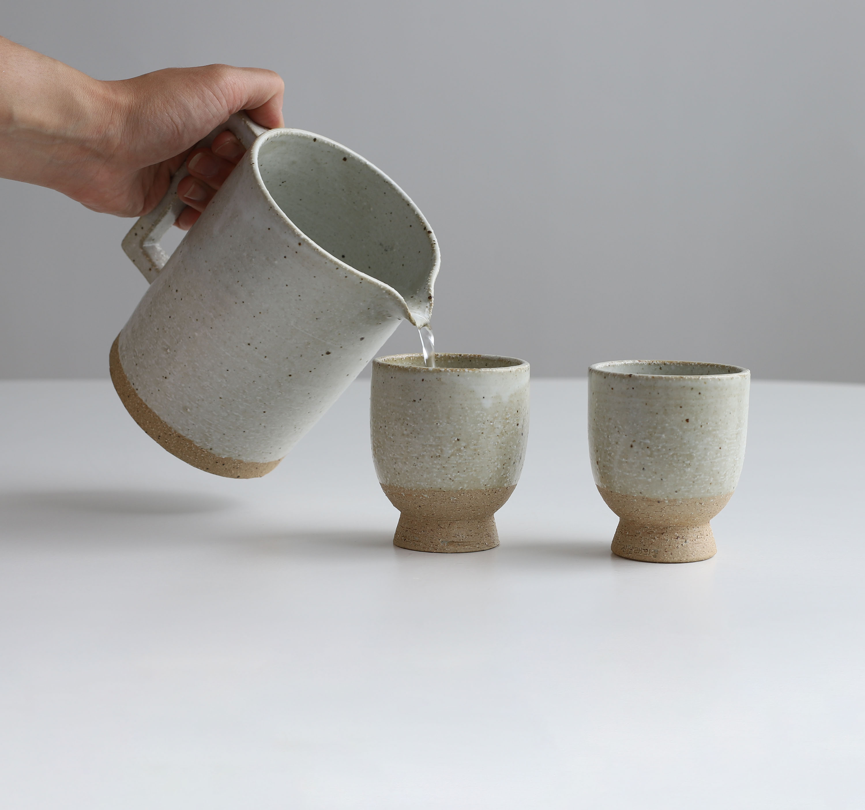 진달래의꿈 오트밀도자기 물컵 물잔 180ml 도자기컵 : 진달래의꿈