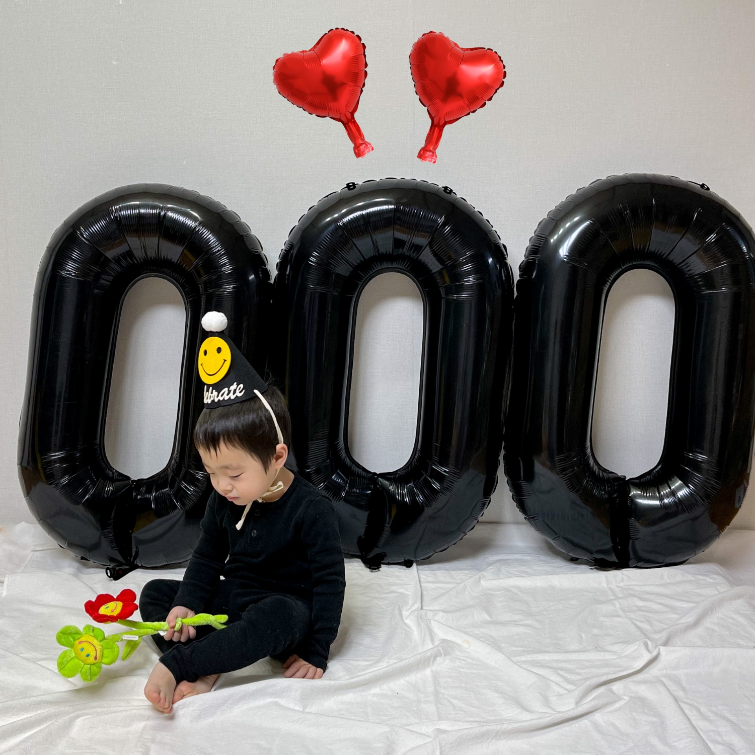 천일풍선세트 블랙 1000일 파티햇 세트 : 쏙쏙마켓