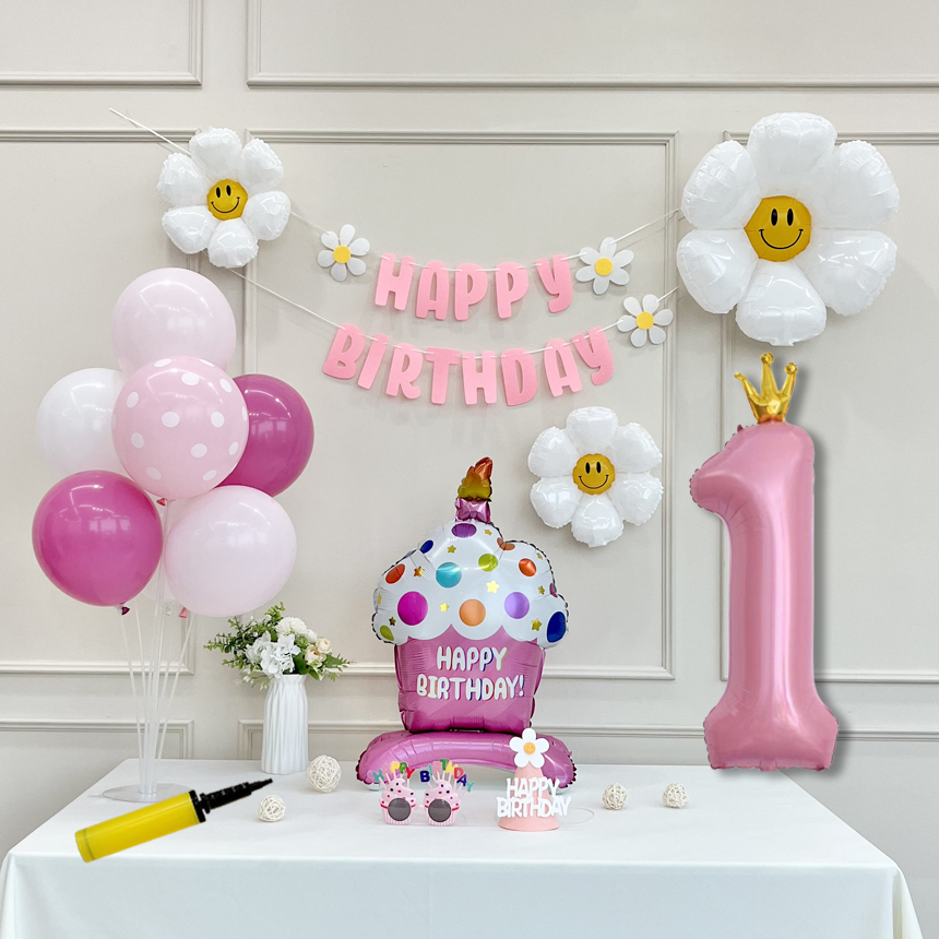 생일 파티 데이지 가랜드 왕관 숫자 케이크 블루 A 세트 7 : 연지마켓19