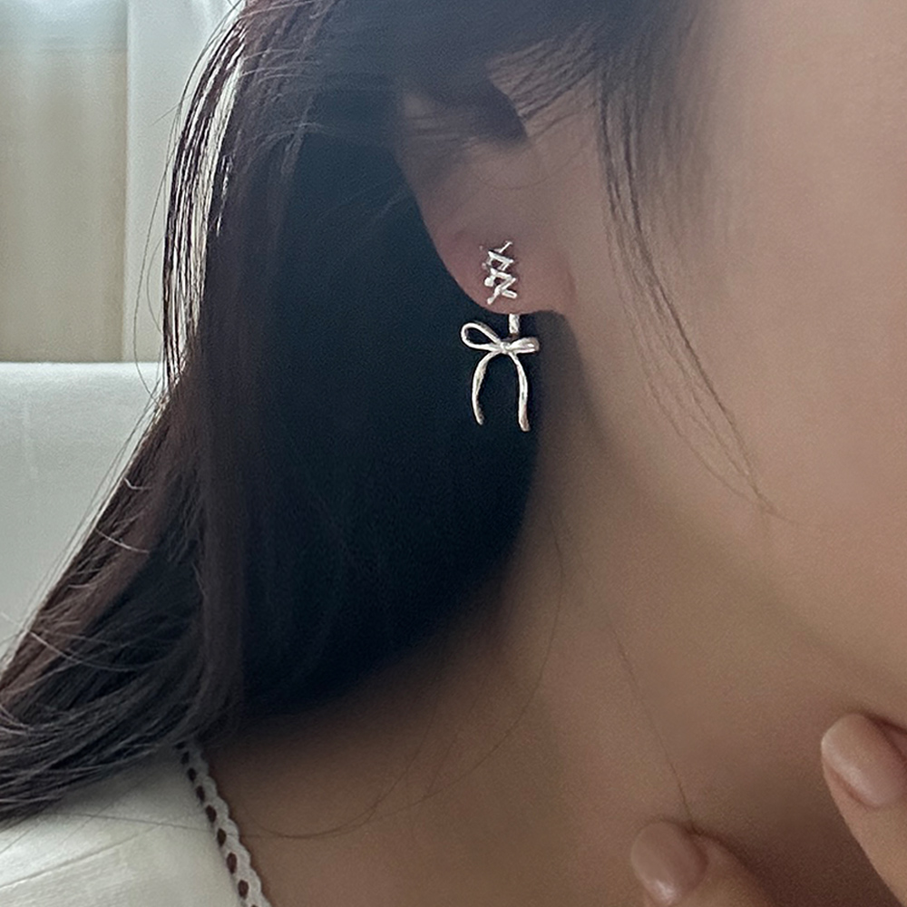 실버925 발레 리본 매듭 투웨이 귀걸이 : 라이크선데이모닝