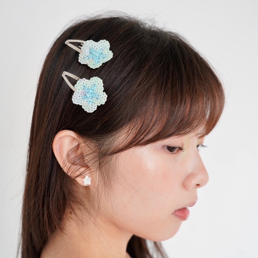 Flower beads hair pin 플라워 비즈 헤어핀 스카이블루 : 유리오스