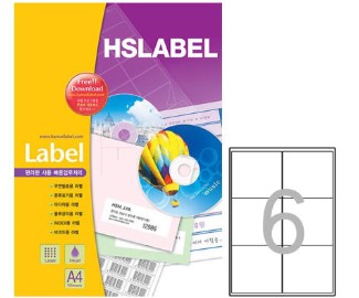한솔라벨 물류관리용 A4라벨지 6칸 100매 HL4203 (폼텍 LS-3116 호환) : 로야상점