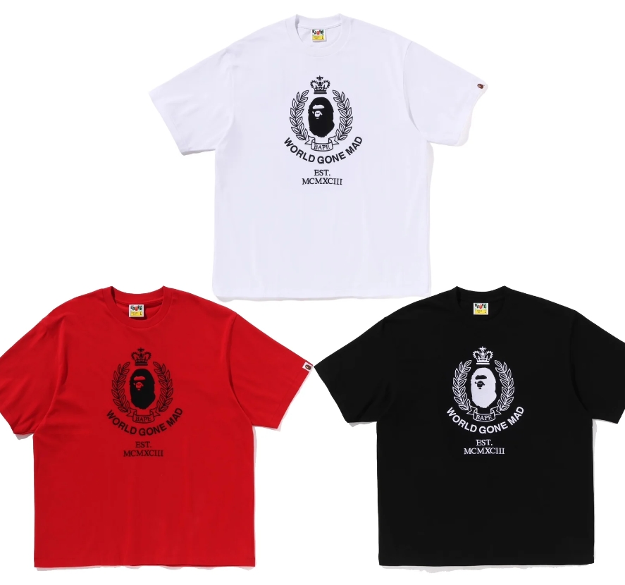 (베이프정품) 크레스트 컬리지 로고 릴랙시드 핏 반팔티 CREST COLLEGE LOGO RELAXED FIT TEE : 망나니즈