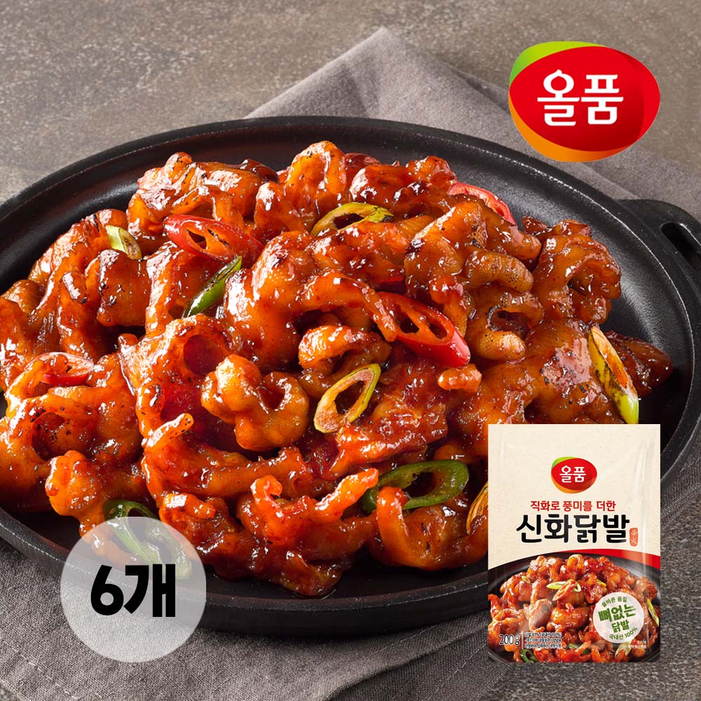 올품 신화 뼈없는 닭발 1.2kg (200g X 6봉) 숯불 직화구이 냉동 무뼈 : 올품몰