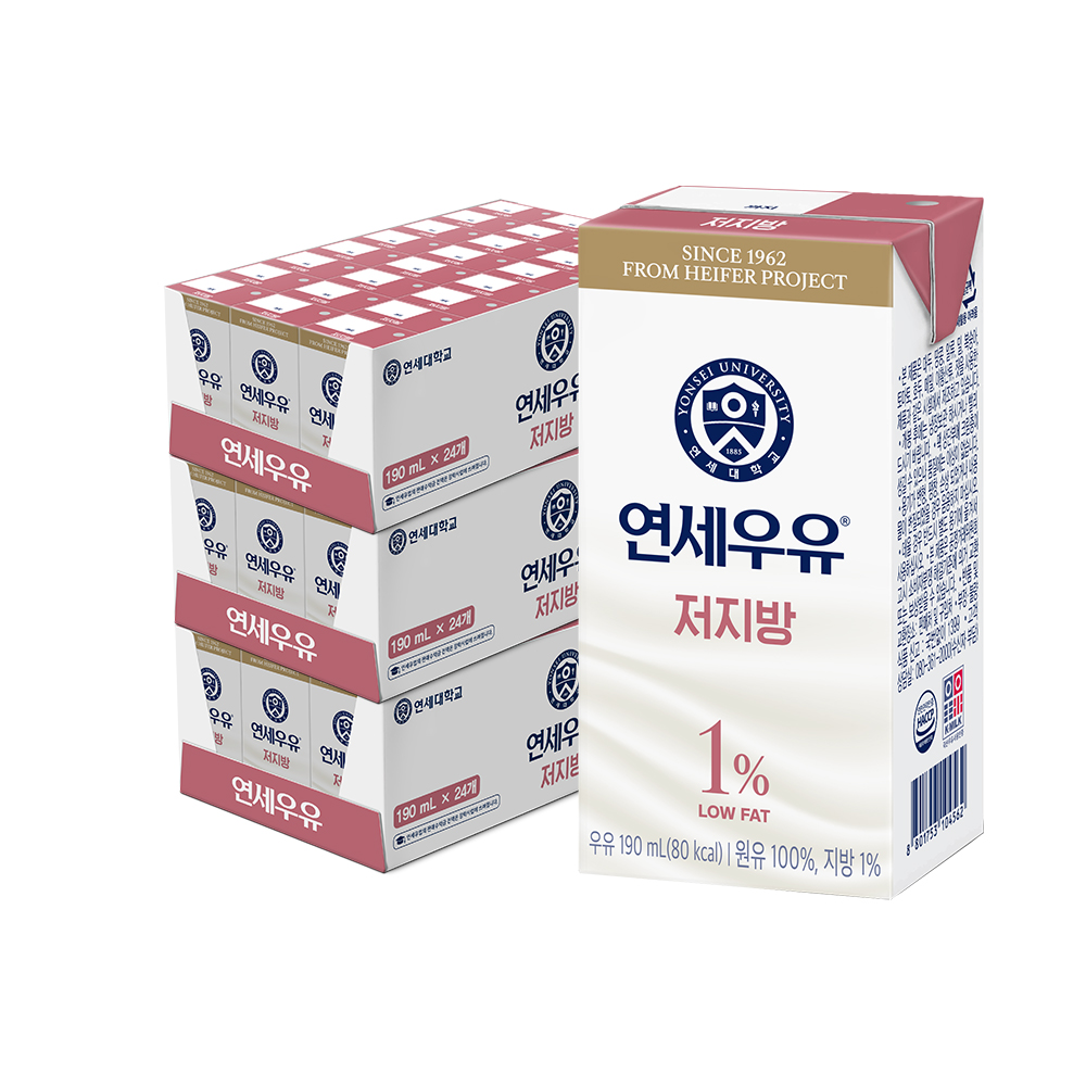 연세우유 저지방 멸균 우유 190ml, 72개 : 연세유업 직영스토어