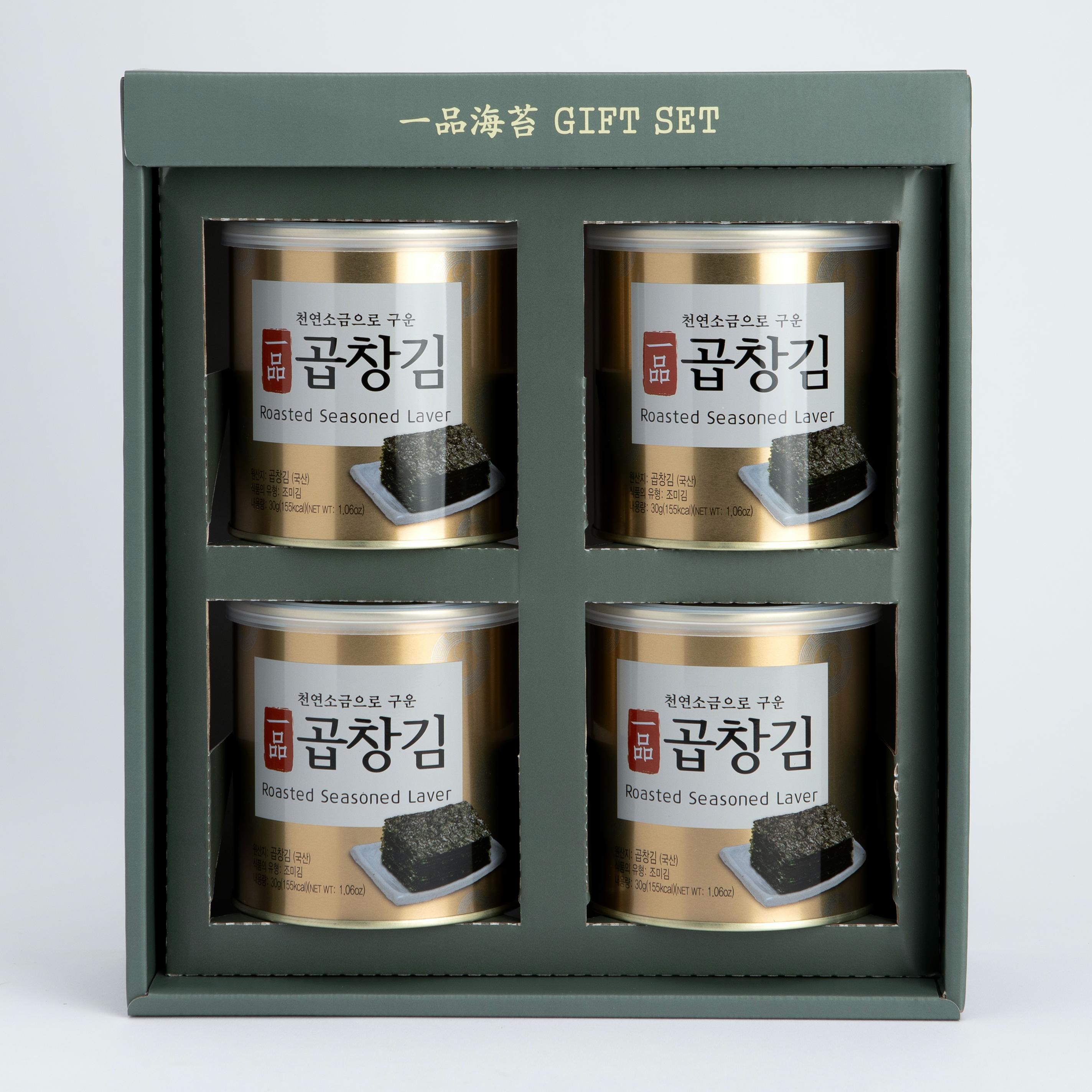 하나맛김 일품 곱창김 대천 김 캔김 선물세트 4캔 : 하나맛김