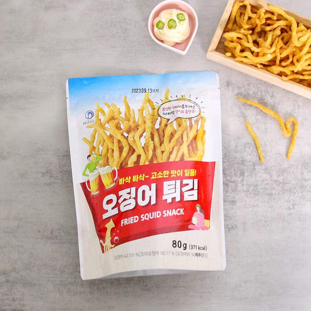 바삭바삭 고소한 크리스피 오징어 튀김 스낵 80g 6봉 [수산곳간] : 에르디프