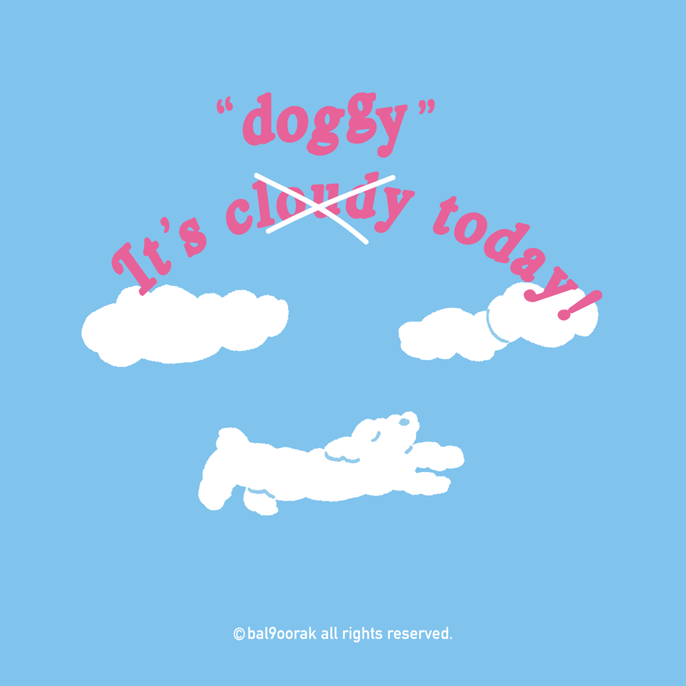 [마스킹테이프] doggy today 도기투데이 (구름 강아지) : 발구락 스튜디오