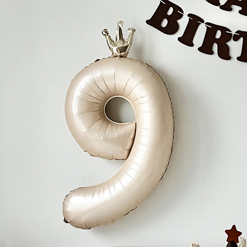 이벤트 기념일 생일파티 왕관숫자풍선 대 베이지 5 : 연지마켓19