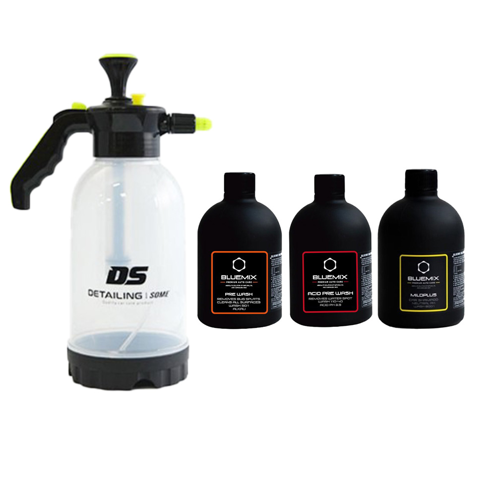 디테일링썸 오토 압축분무기 2L + 블루믹스 알칼리 프리워시 500ml + 블루믹스 에시드 프리워시 500ml 산성 + 블루믹스 마일드플러스... 