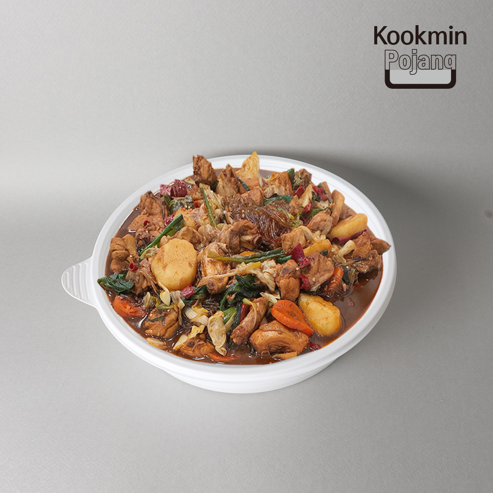 원형찜용기 300파이 중 1박스100개 아구찜 해물 동태 찜 찜닭 : 국민포장