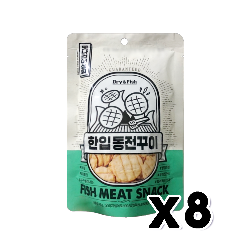 맛나건어상회 한입동전꾸이 안주스낵 32g x 8개 : 블리스원샵