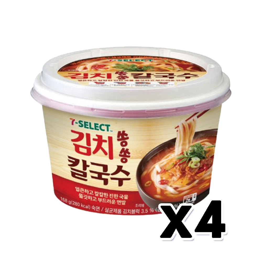 김치쏭쏭칼국수 큰컵 즉석간편조리 168g x 4개 : 블리스원샵