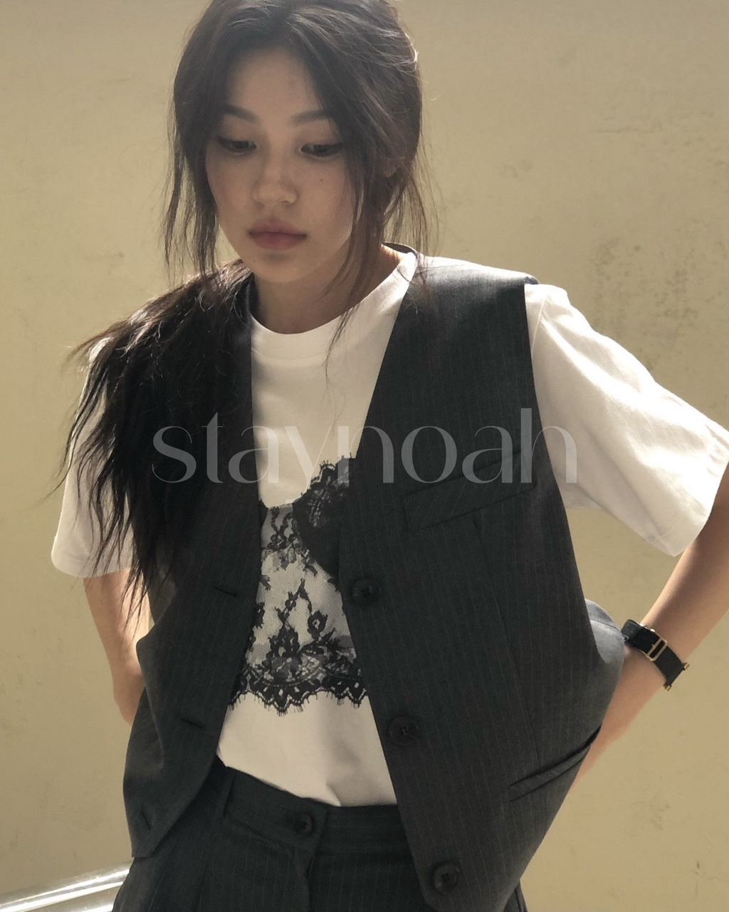 (차콜 당일) repeller 리펠러 포그 스트라이프 베스트 V넥 민소매 조끼 (2c) : 스테이노아
