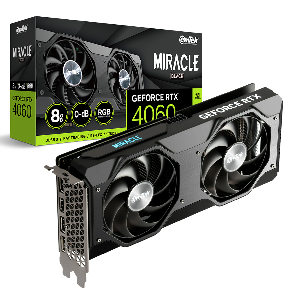 이엠텍 지포스 RTX 4060 MIRACLE BLACK D6 8GB 그래픽카드 : 샵미디어
