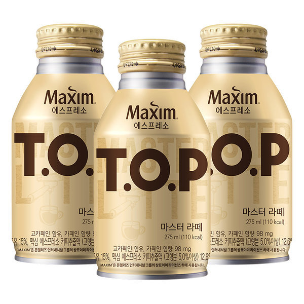 맥심 TOP 티오피 마스터 라떼 275ml 24캔 캔커피 음료수 : 간식바구니