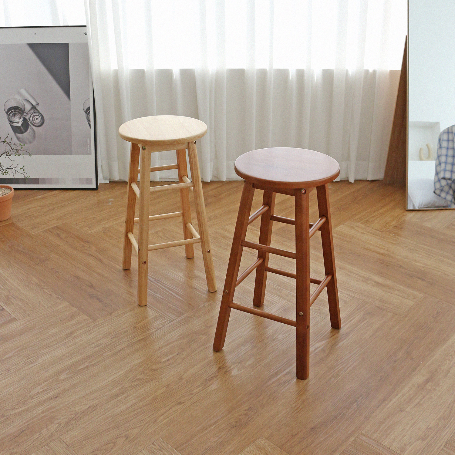 에코상사 원목 아일랜드식탁의자 홈바의자 원형 바스툴 : ECHO DIY