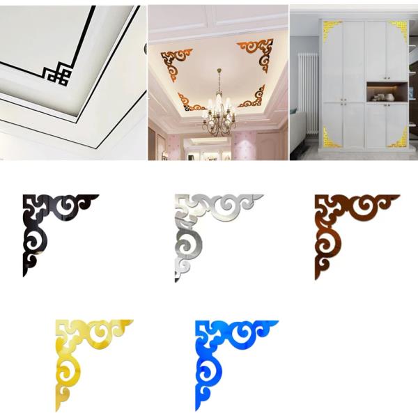 데코타일 바닥타일 폴리싱 카펫 박판 3D  거울 스티커 벽지 자체 접착 캐비닛 코너 장식 가구 4 개 : 에코레이블