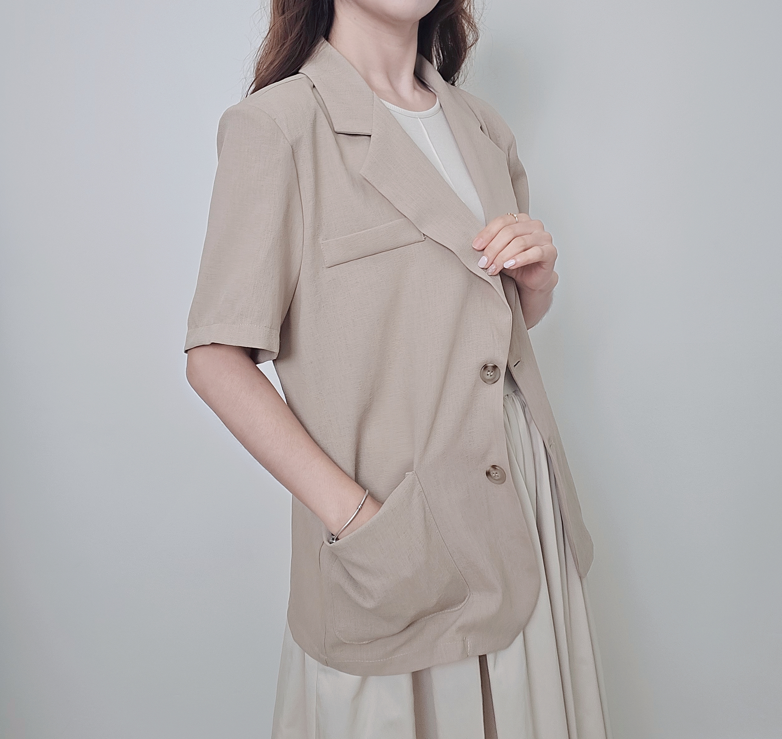 여성 여름 반팔자켓 국내제작 2 color 마자켓 출근 자켓 : 미니랑