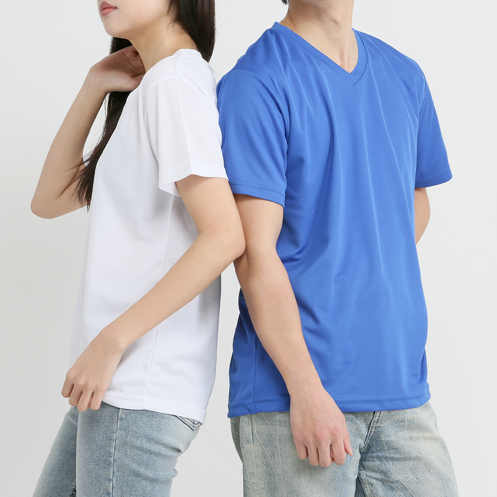 무지 기능성 쿨론 V넥 쿨티 반팔 티셔츠 : 더탑스