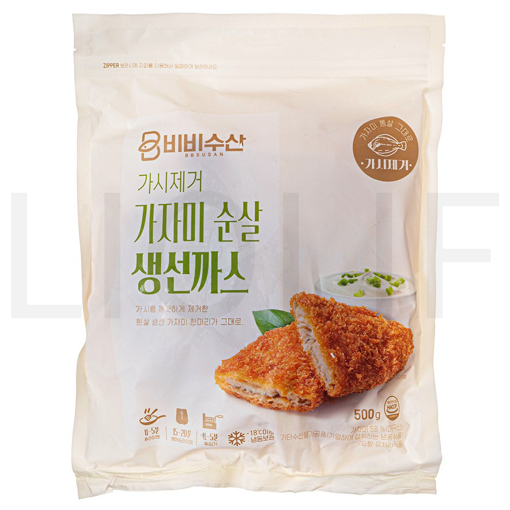 비비수산 해물튀김류 가시제거 가자미 순살 생선까스 (냉동) 500g 1개 : SUPER SALE