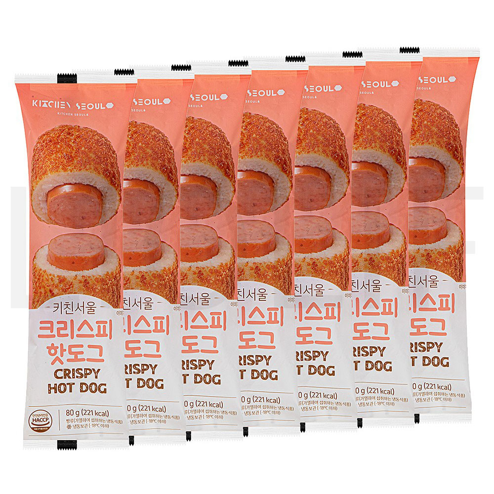 키친서울 핫도그 크리스피 핫도그 (냉동) 80g 7개 : SUPER SALE