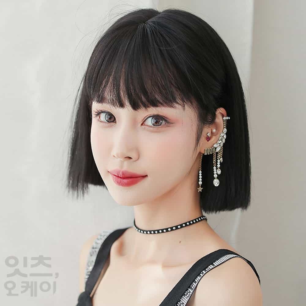 Itsok 헤어시크 칼단발 통가발 부분가발 앞머리가발 인모정수리가발 : ITSOK