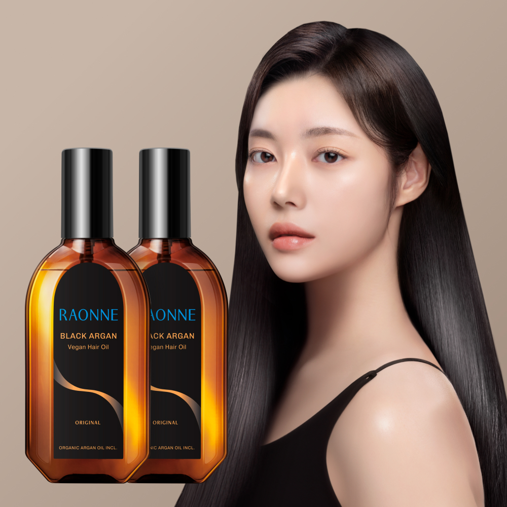 [1+1] 라온느 라온 블랙 아르간 오일 헤어에센스 비건 유기농 250ml(대용량 미용실) : Raonne