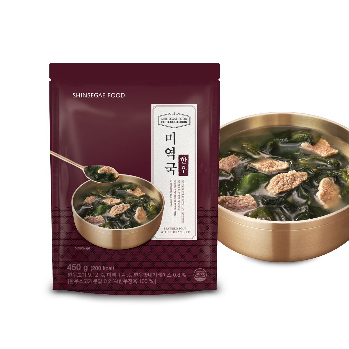 호텔컬렉션 한우 미역국 450g x 4봉 (냉동) 완도산 미역 소고기 간편국 즉석조리식품 : 푸드채널
