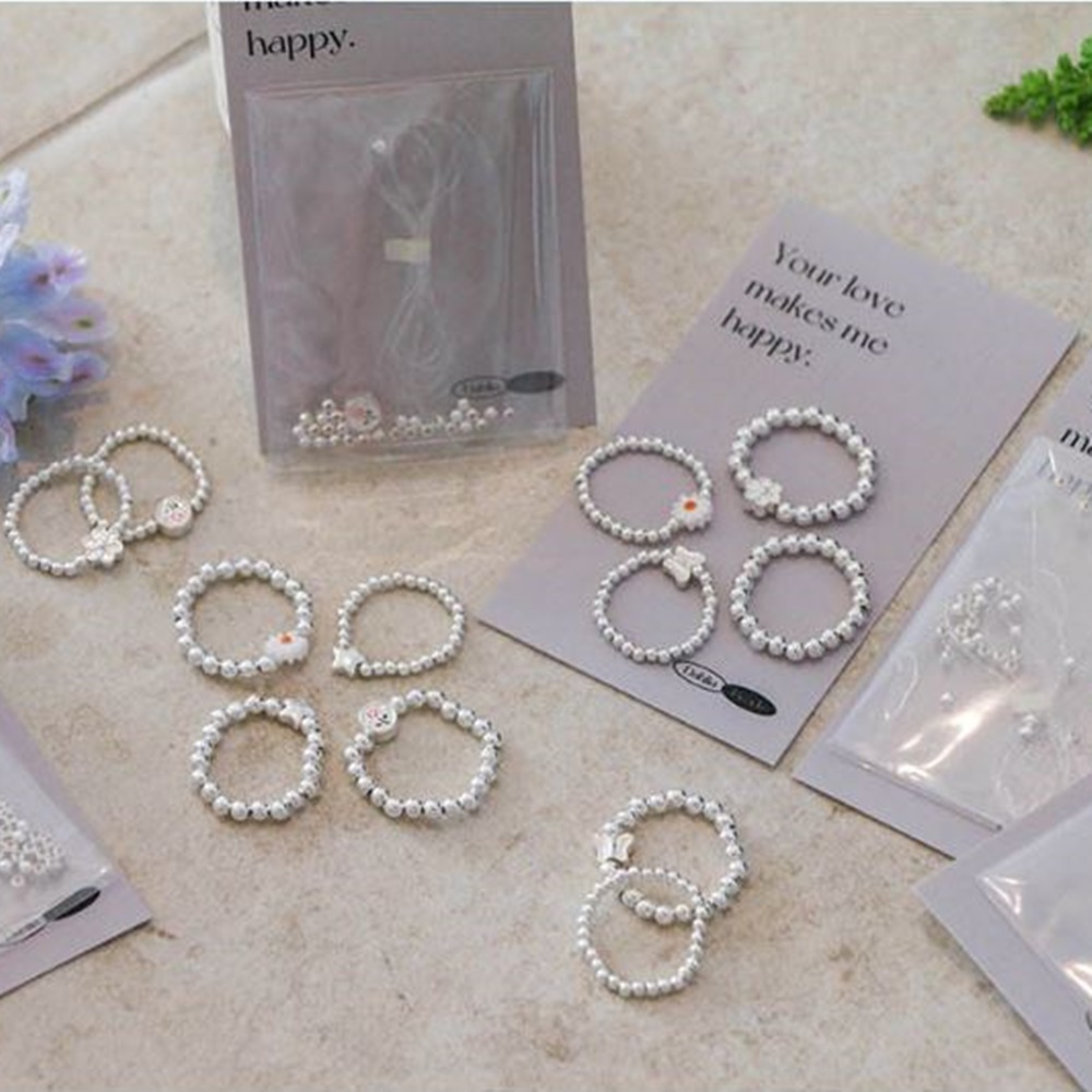 은볼 비즈 반지 만들기 12종 DIY 키트 세트 [펜던트 silver 925 은 실버 볼 팬던트 데일리 우정 링 공예 재료] : 달리아문방구