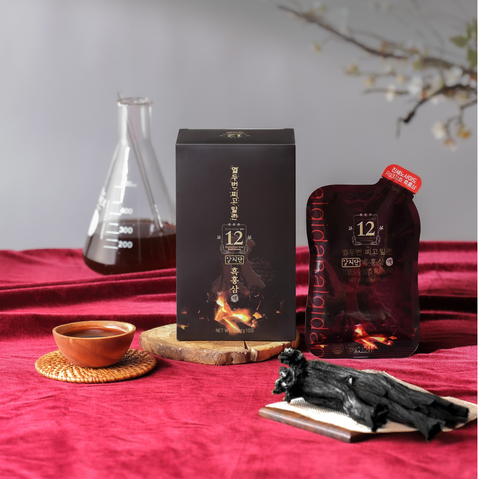 [알지단] 12증포 흑홍삼액  60ml x 30포 흑삼 홍삼 명절 부모님 선물 : 제이지알지단