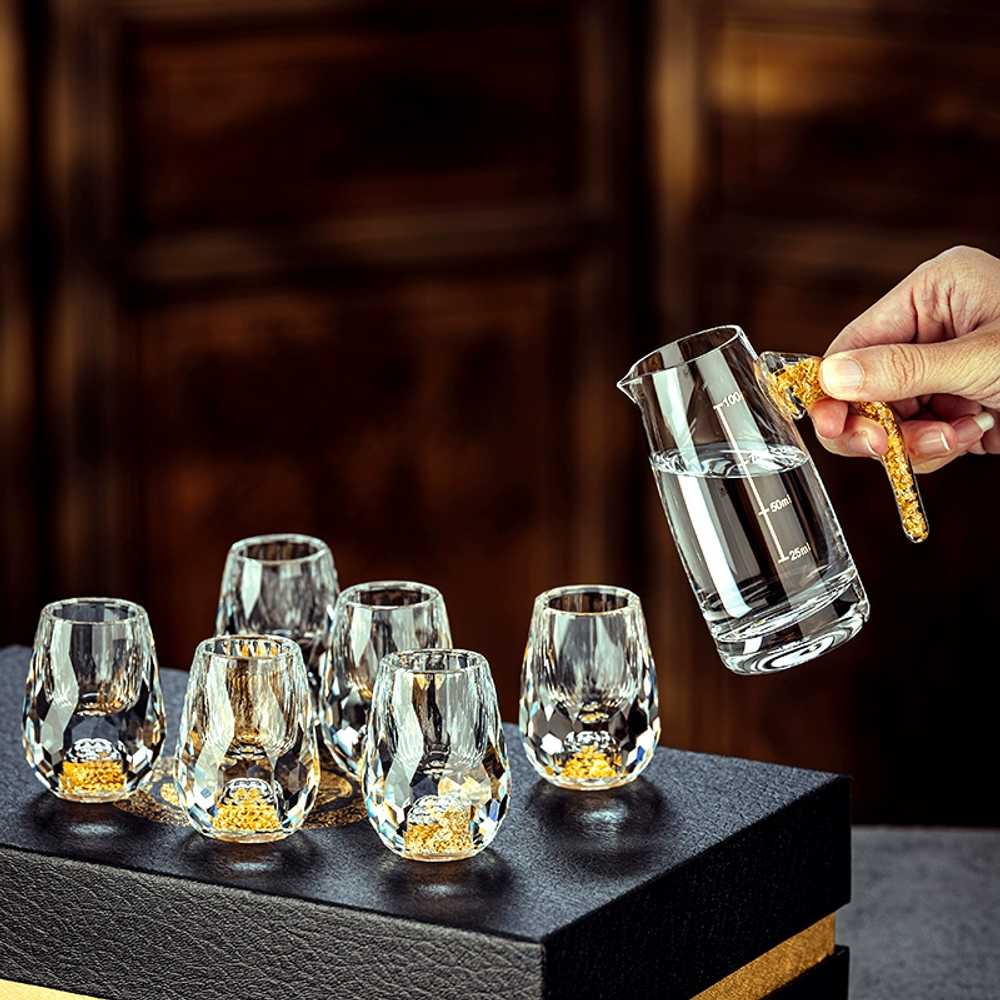 연태 고량주 잔 소주잔 바이주 중국술 모금 컵 영혼 와인 선물박스/금박컵6+포트300ml : BAM부WOO기