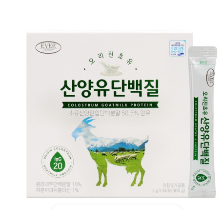에버그린 오리진 초유 산양유 단백질 5g x 60포 (2개월분) (기한26년10월까지) : 건강도움