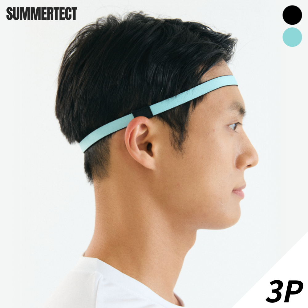 써머텍트 내로우 실리콘 스포츠 운동 헤어밴드 3P STHB22N : 써머텍트