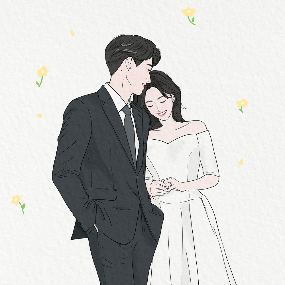 웨딩 패브릭 드로잉 포스터 가족 반려동물 캐리커처 집들이선물 : 아티코 스튜디오