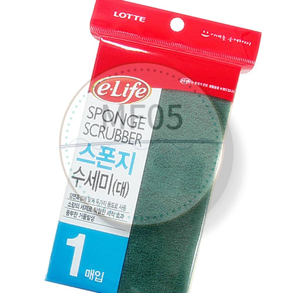 MF05 롯데 스폰지수세미 대 양면 1매입 고운 수세미 부드러운 스폰지 주방 풍부 한 : 천경오상회