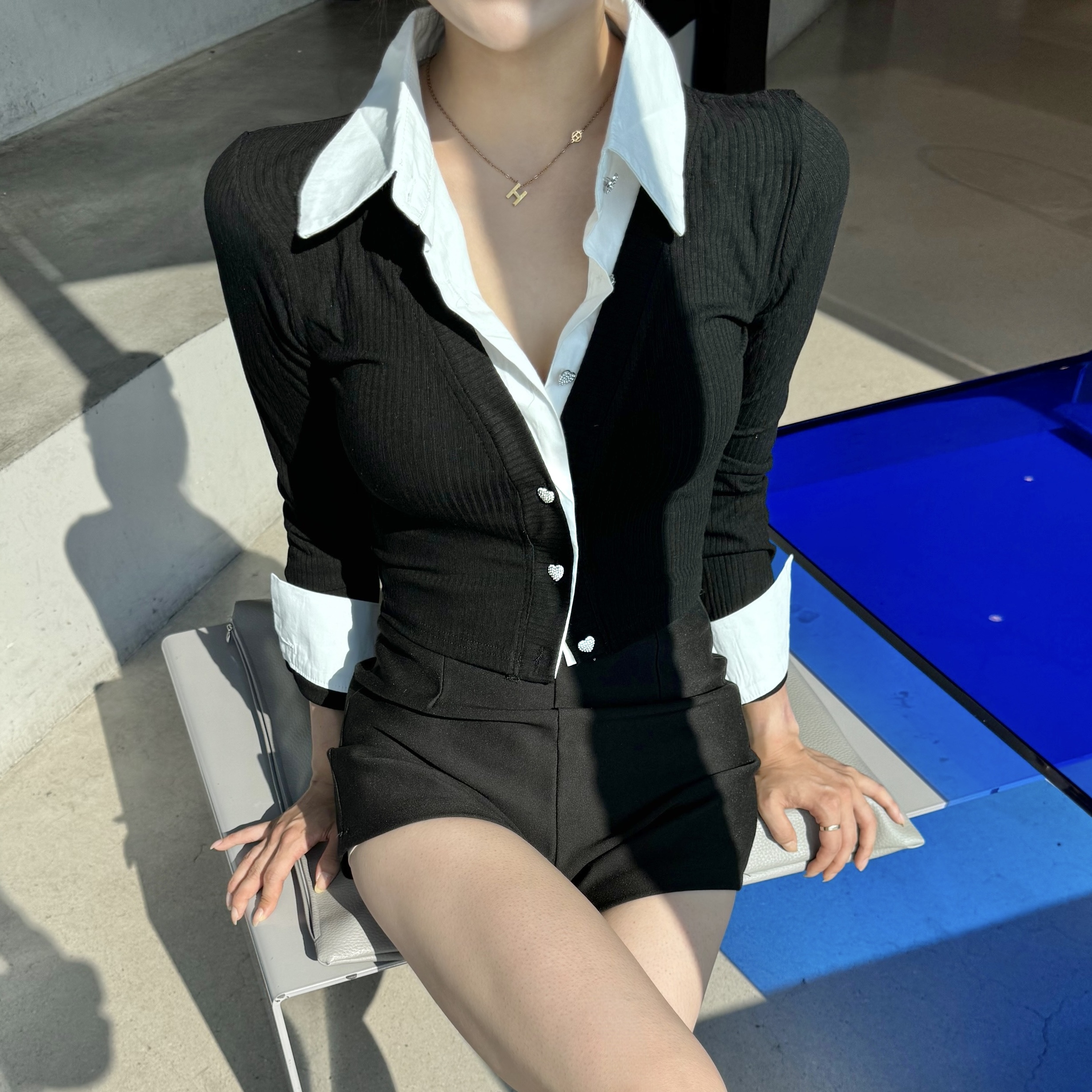 셔츠가디건 크롭가디건 레이어드가디건 : 주엘르 Juelle