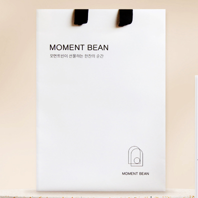 모먼트빈 선물 쇼핑백 화이트 직사각 미니 종이가방 20x10x28cm : 모먼트빈