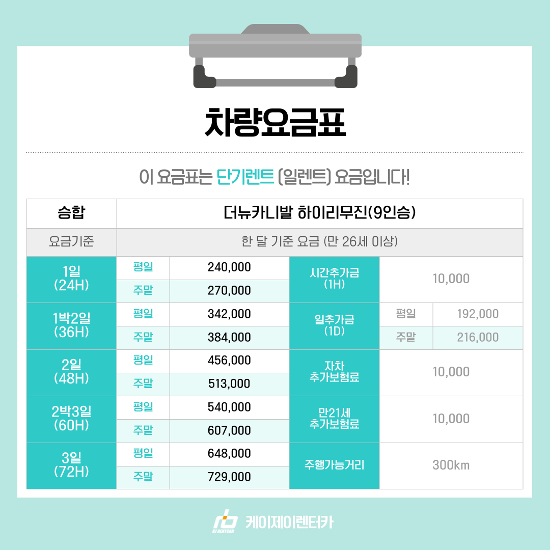 [더뉴카니발 하이리무진 9인승] 카니발 렌트카 자차포함 서울/성남/수원 수도권,충청 당일배차 : 케이제이렌터카