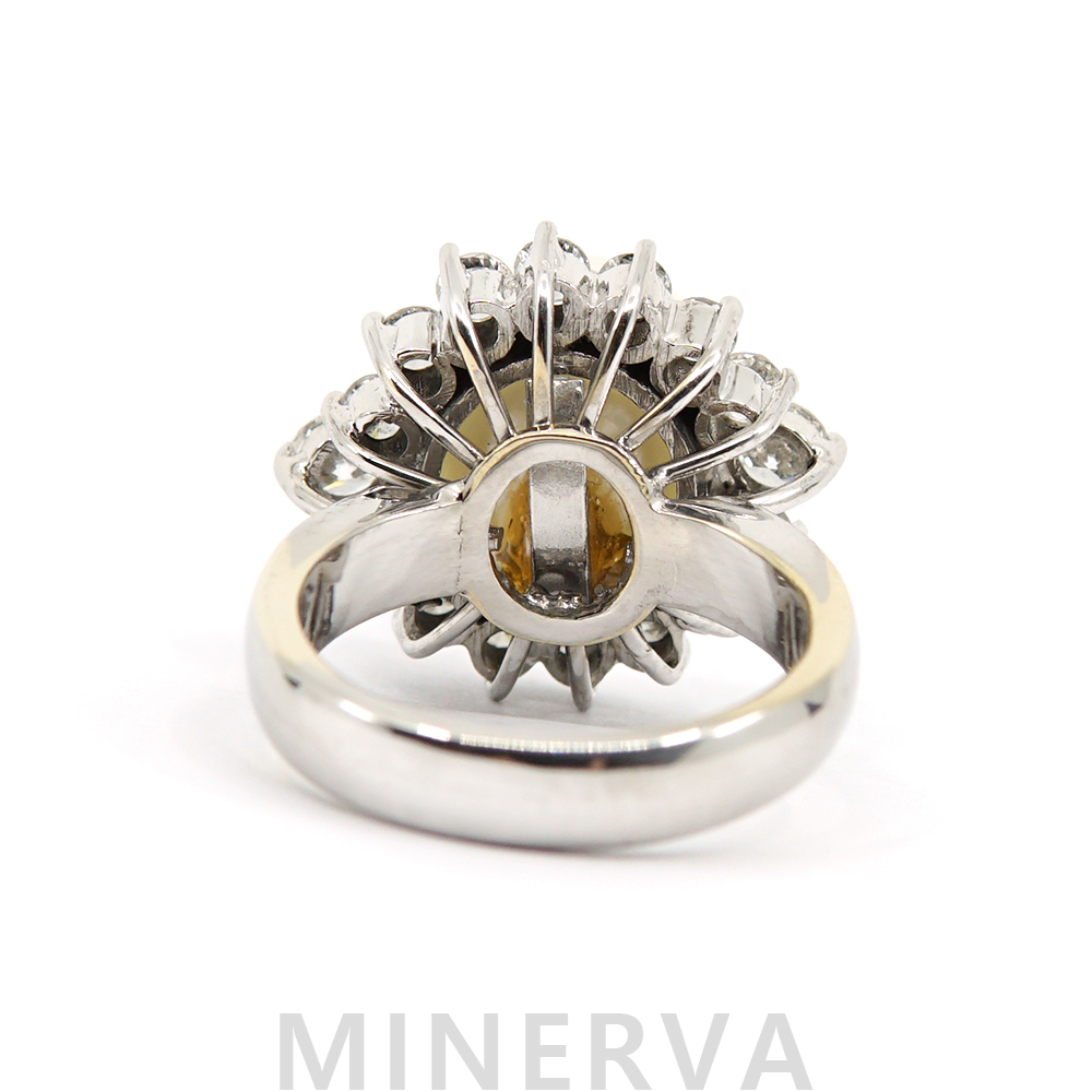 [한미 감별서] 11.7mm 해수산 남양 백 진주 & 다이아몬드 & 18k 화이트골드 반지 : 미네르바 MINERVA