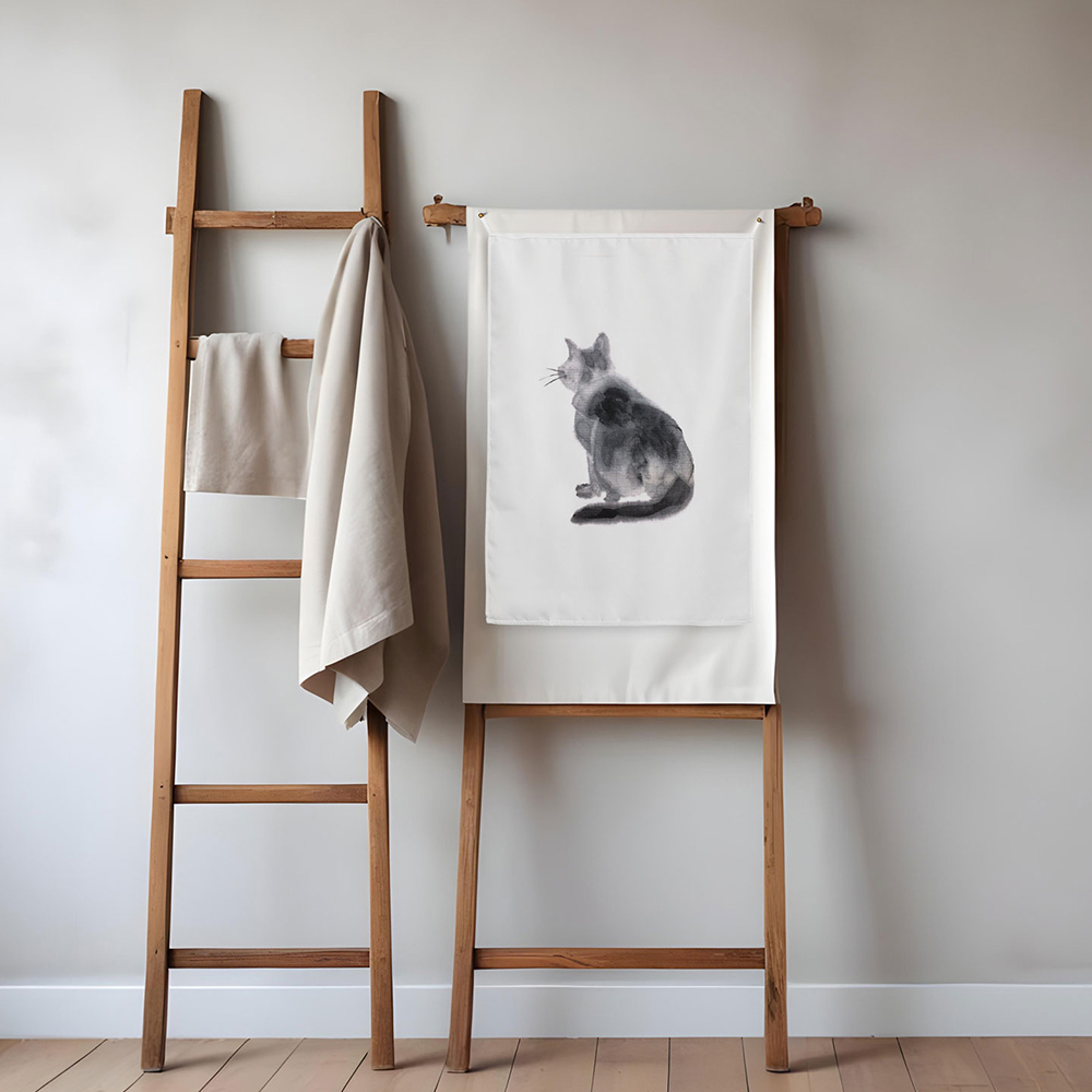 수묵 블랙캣(black cat) 패브릭포스터 / 가리개천 / 인테리어포스터 : 스테이림스