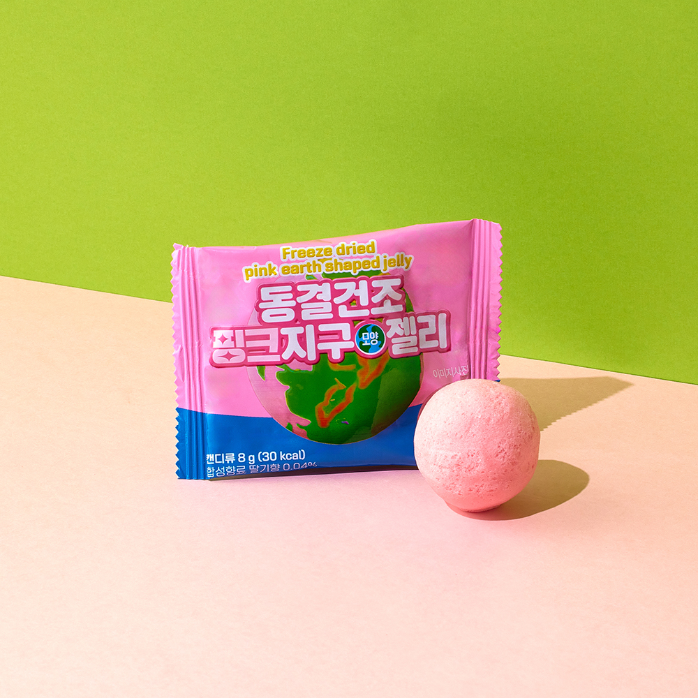 동결건조 핑크지구 모양 젤리 8g X 18개입 : 벌크왕