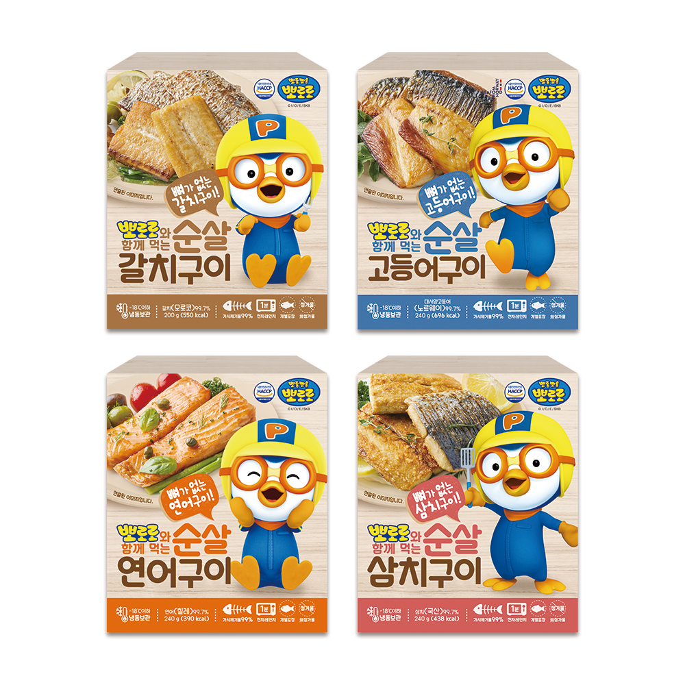 뽀로로와 함께 먹는 순살 생선 구이 4종 SET 고등어 연어 갈치 삼치 : 은하수산