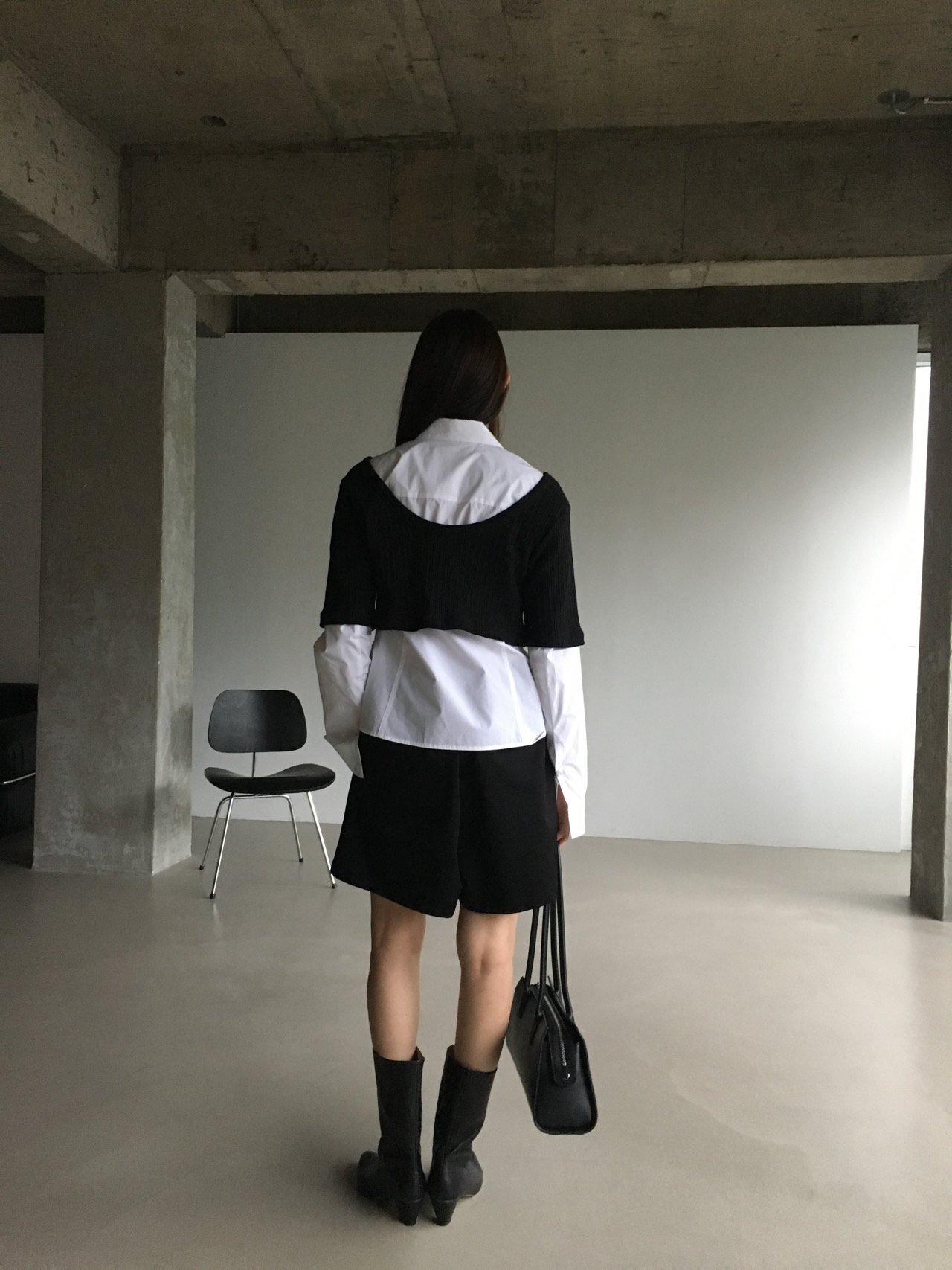 24FW breathe 브리드 도미노티 루즈핏 유넥 너트 레이어드 골지 크롭 반팔 티셔츠 : 르메인 lemain