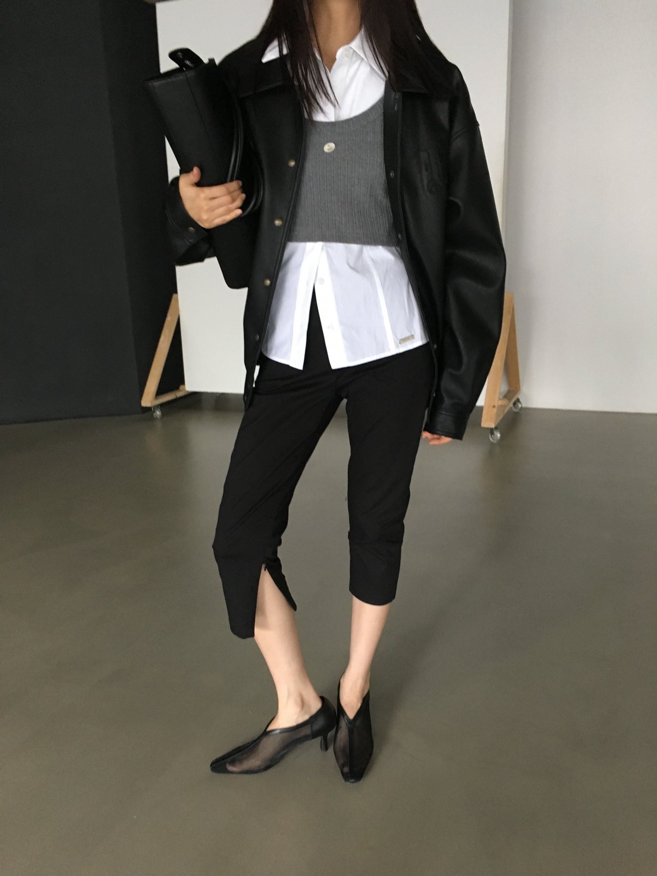 24FW breathe 브리드 도미노티 루즈핏 유넥 너트 레이어드 골지 크롭 반팔 티셔츠 : 르메인 lemain